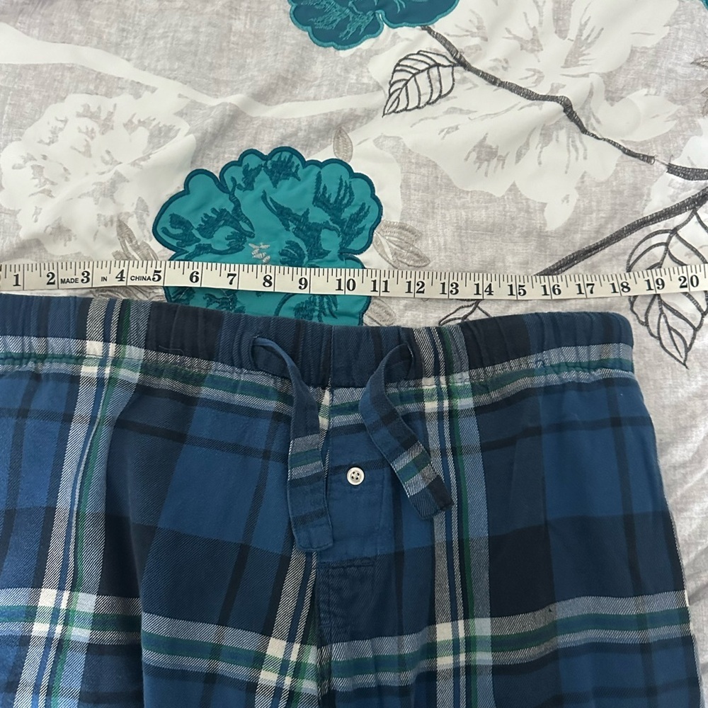 Old Navy Pajama Pants Men’s M Blue 100% Cotton Plaid Straight Leg Casual Pant - Picture 4 of 9